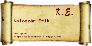 Koloszár Erik névjegykártya