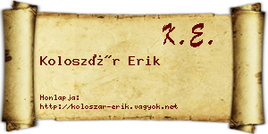 Koloszár Erik névjegykártya